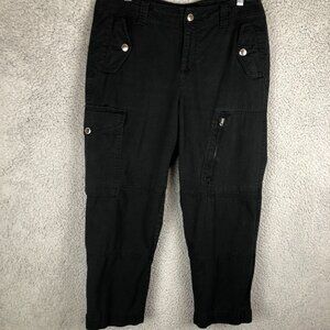 Lauren Ralph Lauren Black‎ Cargo Crop Pants Silver Buttons Women's Size 10P